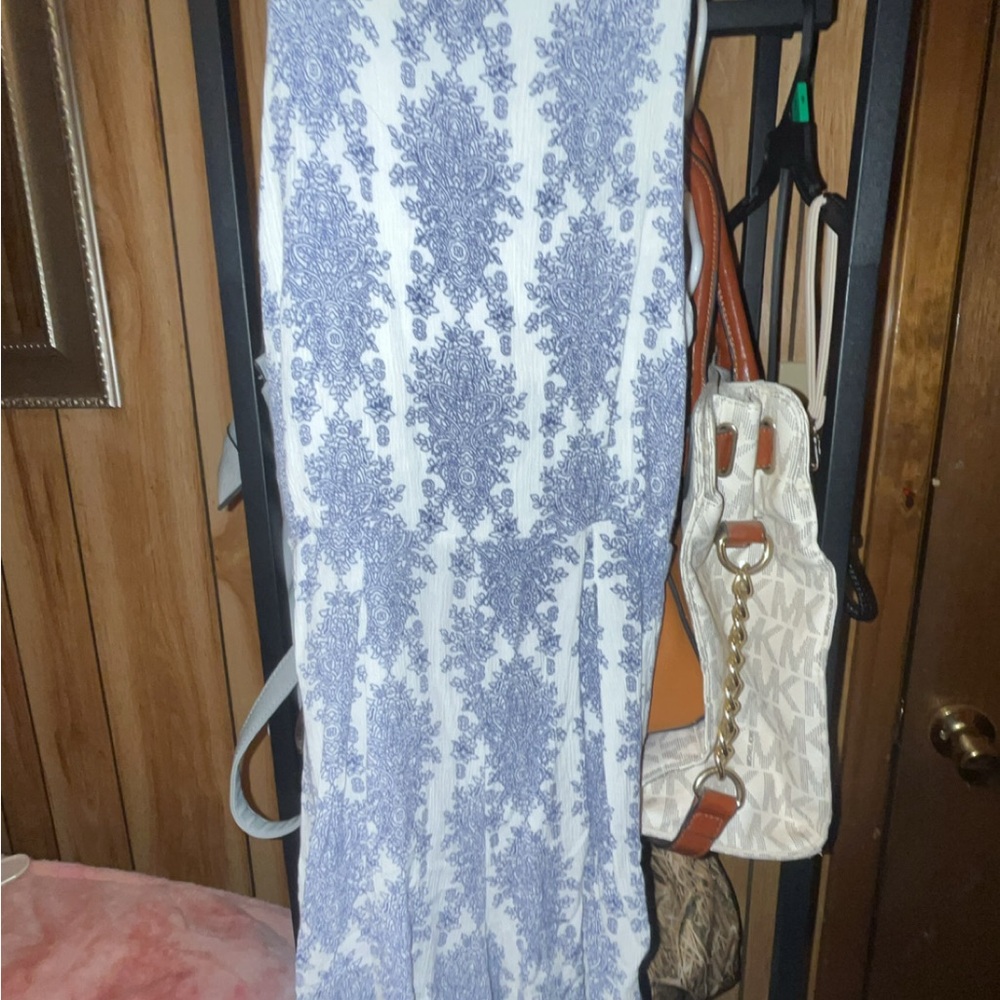 Blue and White Patterned Dress